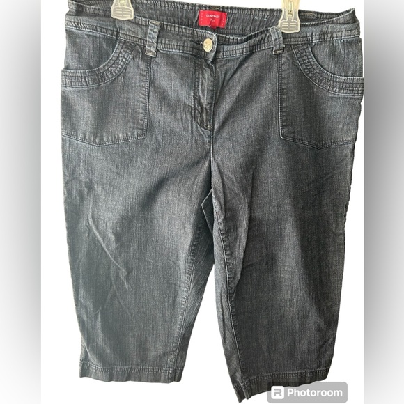 Contrast brand denim capris - Picture 1 of 4